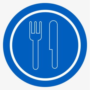 Blue Plate With Outline Knife And Fork Icon Png - Portable Network Graphics