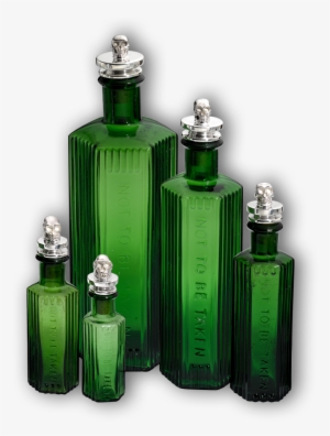 The Ascent Of Man Vintage Green Poison Bottles With - Bottle