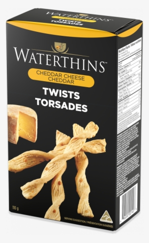 Packaging For Waterthins Classic Cheddar Cheese Twists - Waterthins Classic Cheddar Twists (110g)