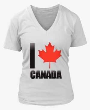 I Love Canada T-shirt With Red Maple Leaf - July Girls Born Shirt