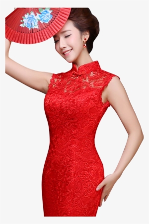 Bsjy-15289 Hollow Back Sleeveless Red Lace Trailing - Dress