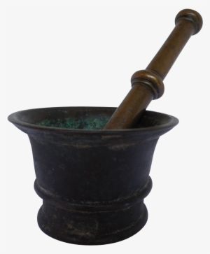Antique 18th C Heavy Bronze Mortar Pestle Apothecary - Earthenware
