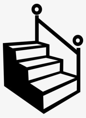 Vector Illustration Of Staircase Stairs With Handrail - Stairs Clipart Black And White