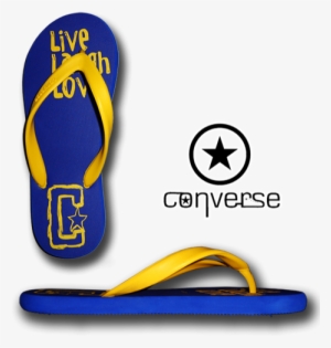 ~converse Live Laugh Love Blue Yellow Flip Flops - Blue