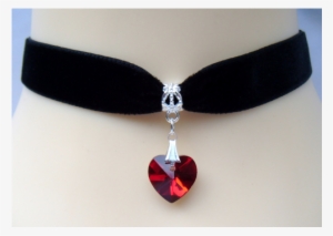 Gothic Black Velvet Choker/necklace With Foil Backed - Choker With Heart Pendant