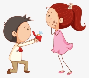 Cartoon Man Give Ring To His Girl For Marriage Proposal - Propuesta De Matrimonio Animado