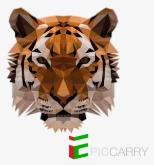 In The Eye Of The Tiger - Short Sleeve T-shirt - Low Poly Tiger Face