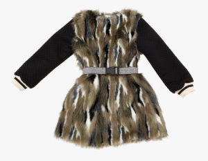 Multicolour Faux Fur Coat - Coat