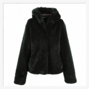 electro hooded fake fur jacket in green - fake fur