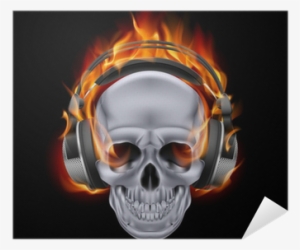 Flaming Skull With Headphones