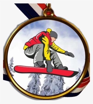 Snowboarding Logo Medal With Ribbon
