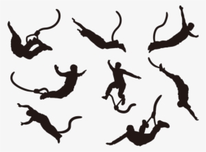 Bungee Jumping Silhouettes Vector - Jumping Clipart