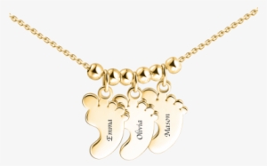 14k Gold Plated Engraved Baby Feet Necklace