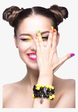 Female Face Transparent Background Png - Colorful Makeup