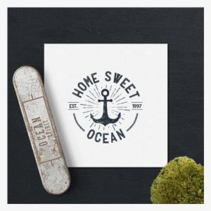 Home Sweet Ocean Vintage Typography Trip Travel Sea - Skateboard Deck