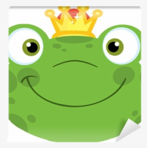 Cute Frog Smiling Head With Crown Wall Mural • Pixers® - Cartoon Frog Prince