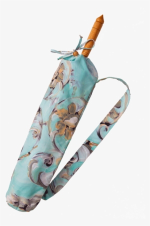 Lily-lark Aqua And Gold Scroll Print Handcrafted Bamboo - Textile