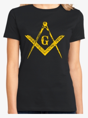 Ladies Black Freemason Square & Compass T-shirt - Freemason Square & Compass | Masonic Order Symbol