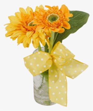 Silk Yellow Gerbera Daisy Bud Vase • - Connells Maple Lee Flowers & Gifts