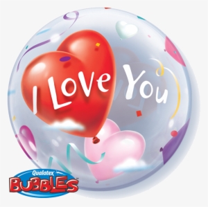 22" I Love You Heart Balloons Bubble Balloons All American - Heart Balloons