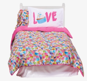 Picture Of Cupcakes Xl Twin Comforter - Iscream 'colorful Cupcakes' 100% Cotton Reversible