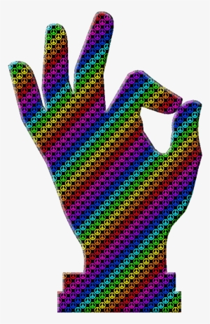 Hand Symbol Okay - Rainbow Peace Sign Background