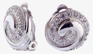 Silver Crystal Swirl Clip On - Earrings