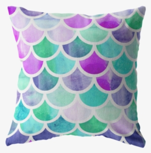 Mermaid Scales Throw Pillow In Purple/green 4 Sizes - Watercolor Scales Fish Pattern