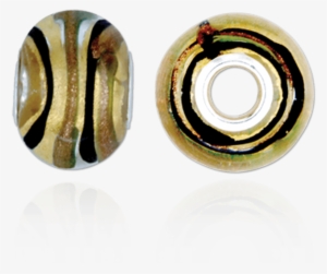 Gold And Brown Swirl Murano Glass Beads - Earrings