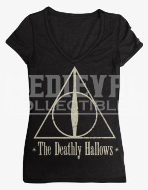 Harry Potter Deathly Hallows Junior V Neck T Shirt - Harry Potter Cup - Deathly Hallows - For None -