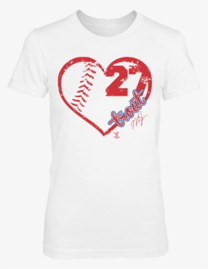 Heart Team Mike Trout T Shirt - Francisco Lindor Autographed Jersey