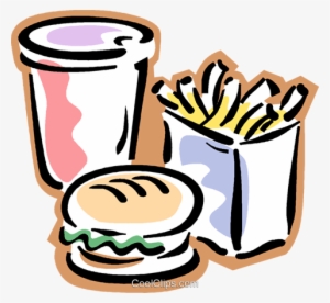 Fast Food, Bebida, Batata Frita, Hambúrguer Livre De - Cartoon Burger And Chips