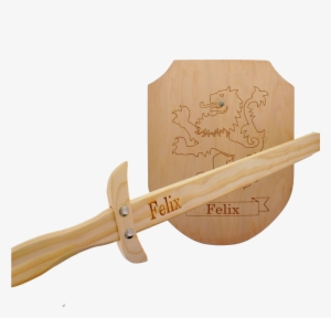 Wooden Sword And Shield With Engraving - Espada De Madera Y Escudo