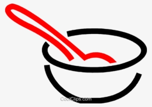 mixing bowl and spoon royalty free vector clip art - schüssel mit löffel