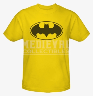 Yellow Classic Batman Logo T-shirt - C&d Visionary Dc Comic Rubber Stamp-batman Logo
