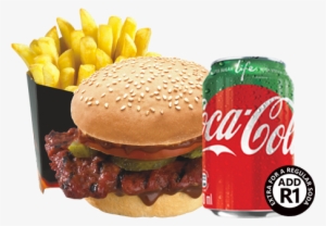 Rib Burger, Reg Chips & 330ml Soda - Coca Cola Vanilla 355ml
