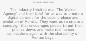 The Walker Agency Brief The Industry I Visited Was - Content