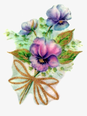 Pansy Flower Bouquet Image Bow Png - Flower