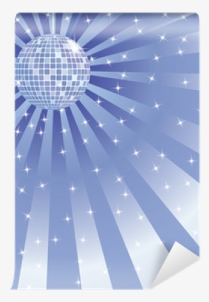 Abstract Blue Background With Disco Mirror Ball Wall - Circle