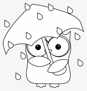 Black And White Owl In The Rain Clip Art - Clip Art Rainy Black And White