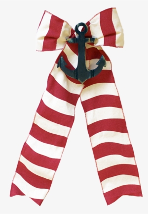 Red Cabana Stripe With Navy Anchor - Wreath