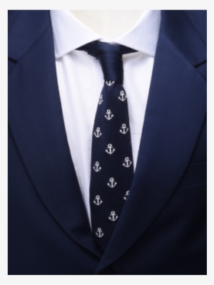 Navy Anchor Knitted Tie - Necktie