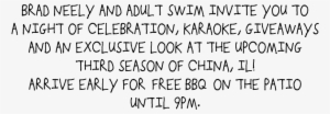 Brad Neely And Adult Swim Invite You To A Night Of - China, Il