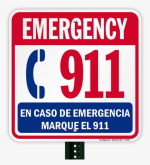 Bilingual Emergency 911 Sign - 911 Emergency Sign