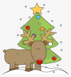Clipart Christmas Deer - Christmas Tree And Reindeer