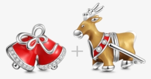 Christmas Reindeer And Bells Charm Set Of 2