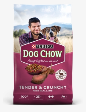 Angel With His Dog On The Cover Of A Bag Of Dog Chow - Dog Chow
