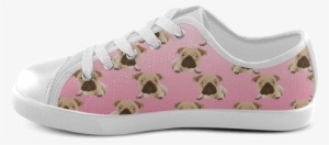 Cute Pugs On Pink Gradient Background Canvas Kid's - Skate Shoe