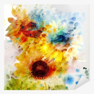 Watercolor Sunflowers Tile Coaster