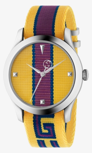 Gucci G-timeless Yellow And Purple Nato Strap Watch - Ya1264069 Gucci